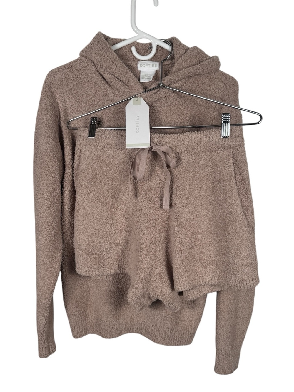 NWT Softies Marshmallow Hoodie & Short Set, Coco (Brown), Size S